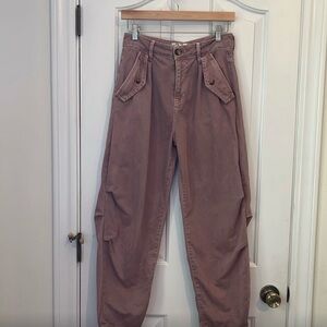 Free People Pink Cropped Pants High-Waisted